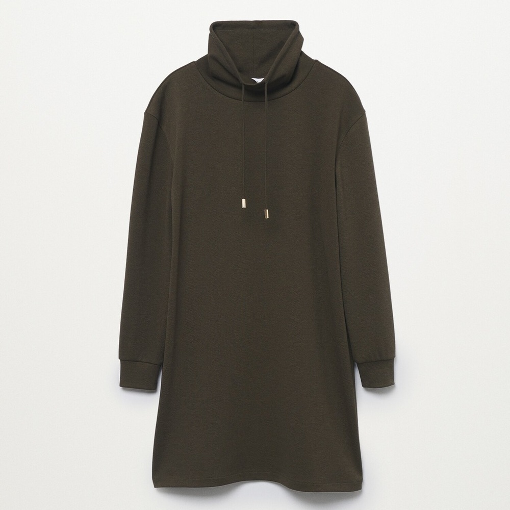 Olive Green Turtleneck Sweater Dress